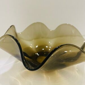 Elegant Glass Art Bowl - Smoky Brown